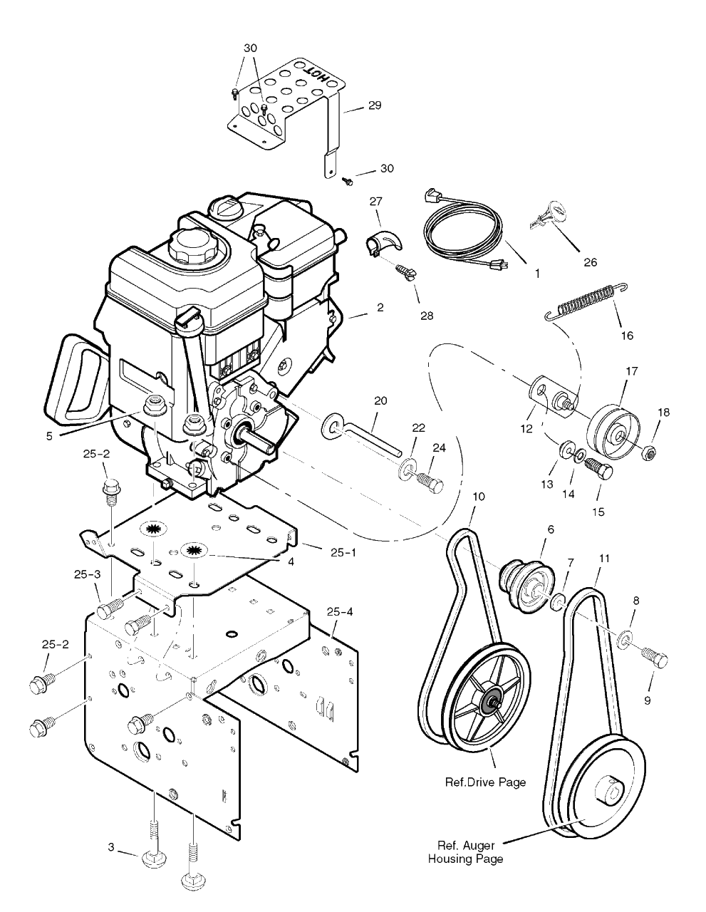 Engine Diagram and Parts List for 900-26 (1695459)(2007) Murray Snow Blower