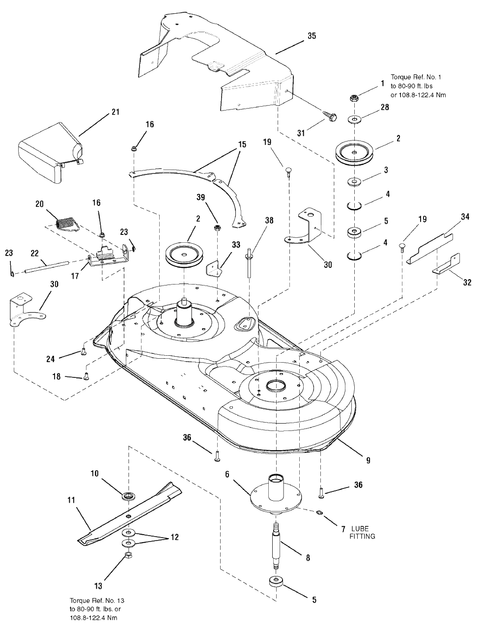 42-Inch Mower Deck - Housing And Arbor Group, Export (7501262) Diagram and Parts List for EZM2042 (7800490)(2009) Murray Lawn Tractor