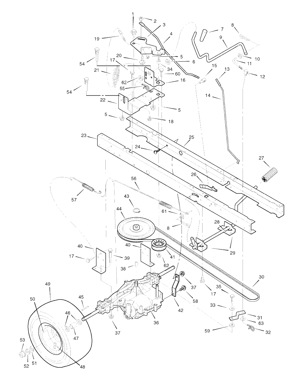 Motion Drive Diagram and Parts List for 312006X51A (7800523)(2009) Murray Lawn Tractor