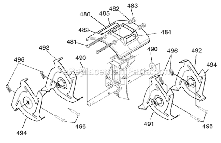 Page D Diagram and Parts List for 11053X92A  Murray Cultivator