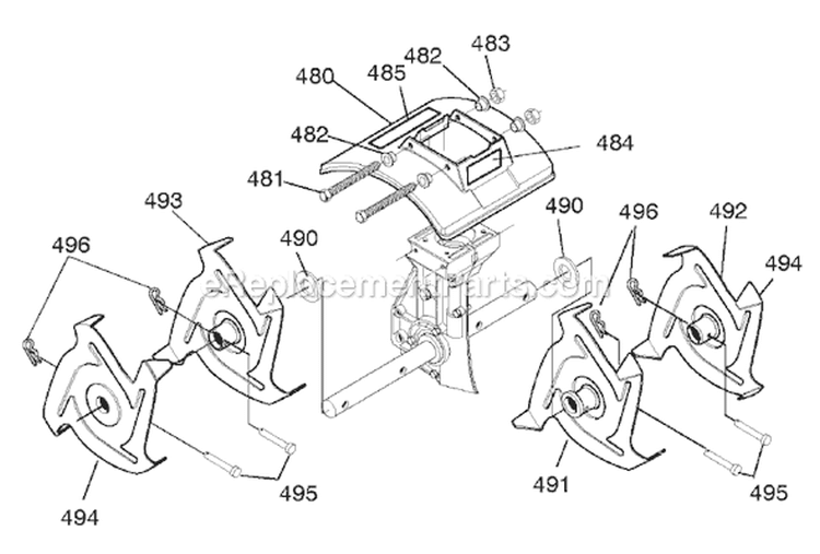 Page D Diagram and Parts List for 11053X92NB  Murray Cultivator