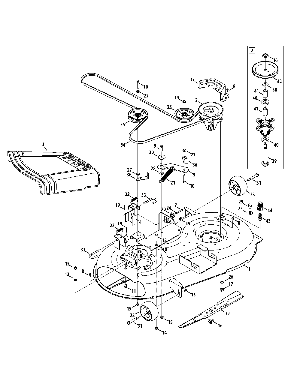 Mower Deck 42-Inch Diagram and Parts List for MZ2142 (17AC2ACS058)(2012) Murray Lawn Tractor