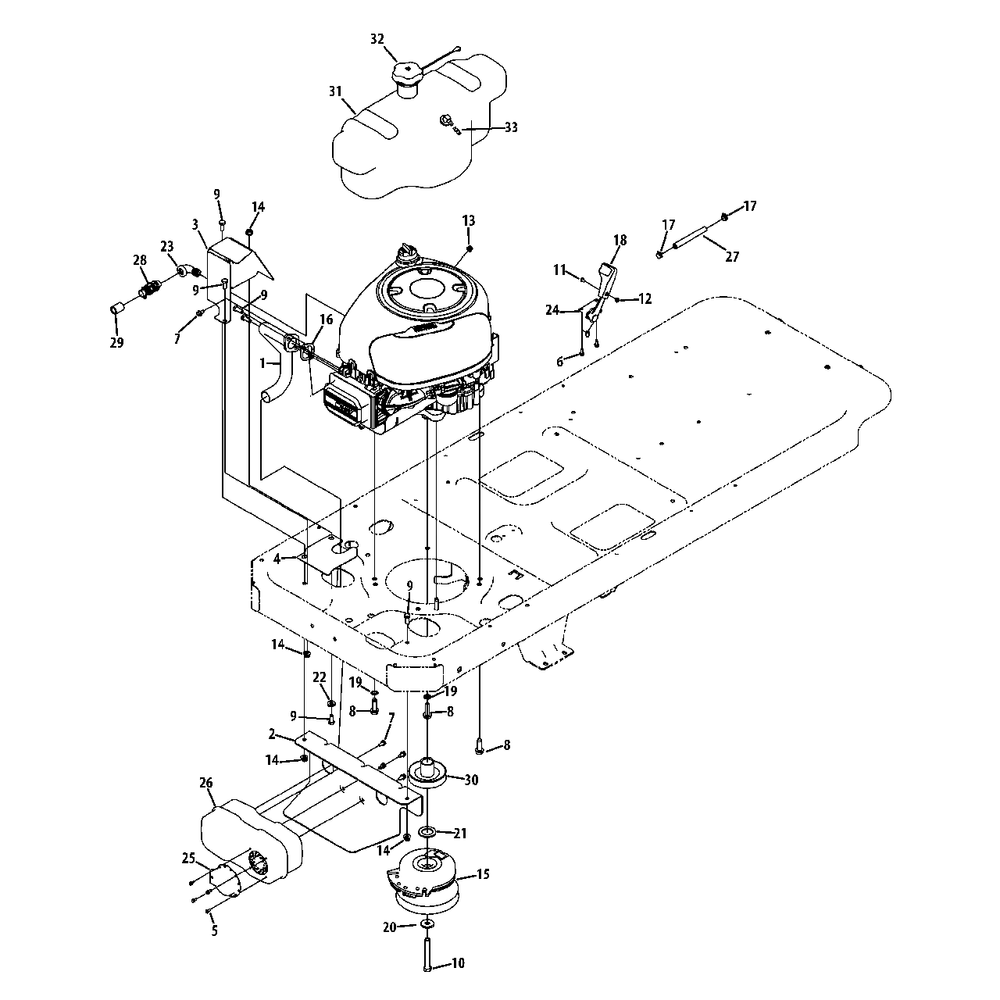 Engine Connection Diagram and Parts List for MZ210-42 (RZT-42)(2013) Murray Lawn Tractor