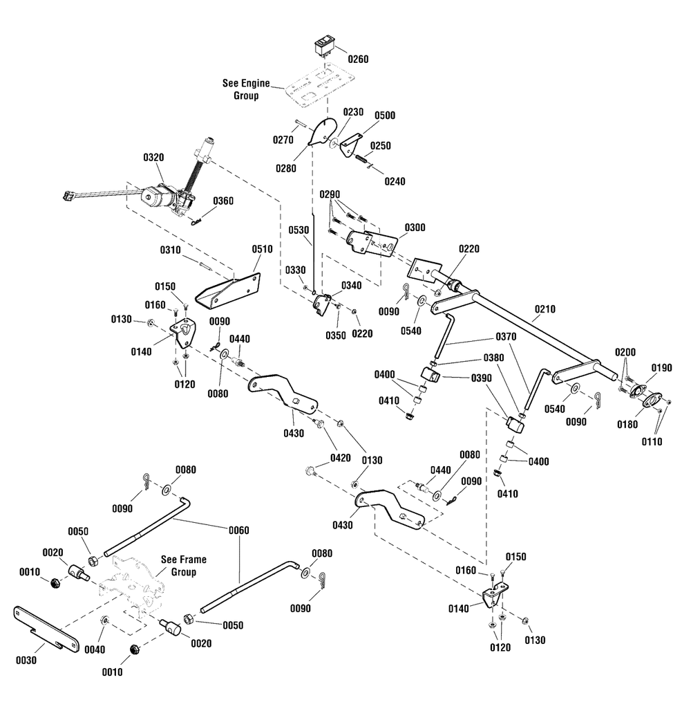 Lift Group Diagram and Parts List for EZT2042 (2691041-00)(2012) Murray Lawn Tractor