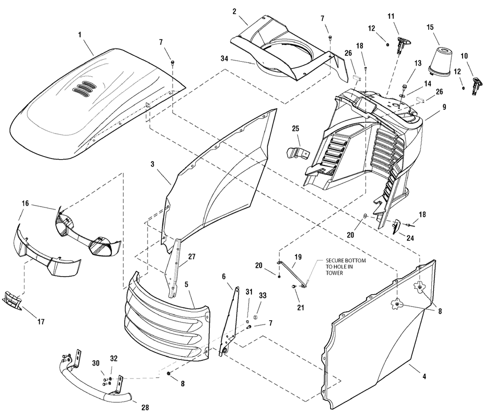 Hood, Grille And Dash Group Diagram and Parts List for EYK19540RD (2988143)(2009) Murray Lawn Tractor