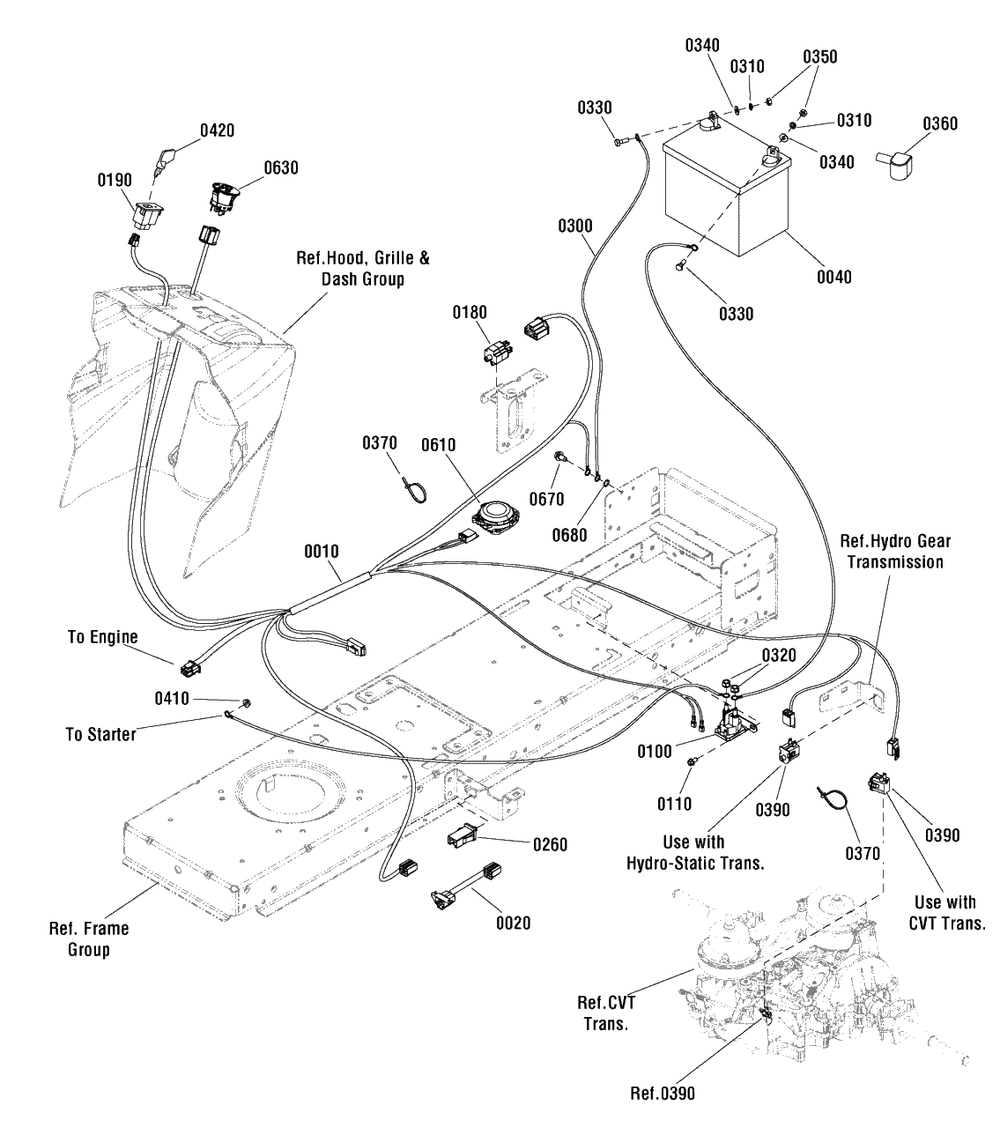 Electrical Group Diagram and Parts List for EMT125380 (2690936)(2011) Murray Lawn Tractor