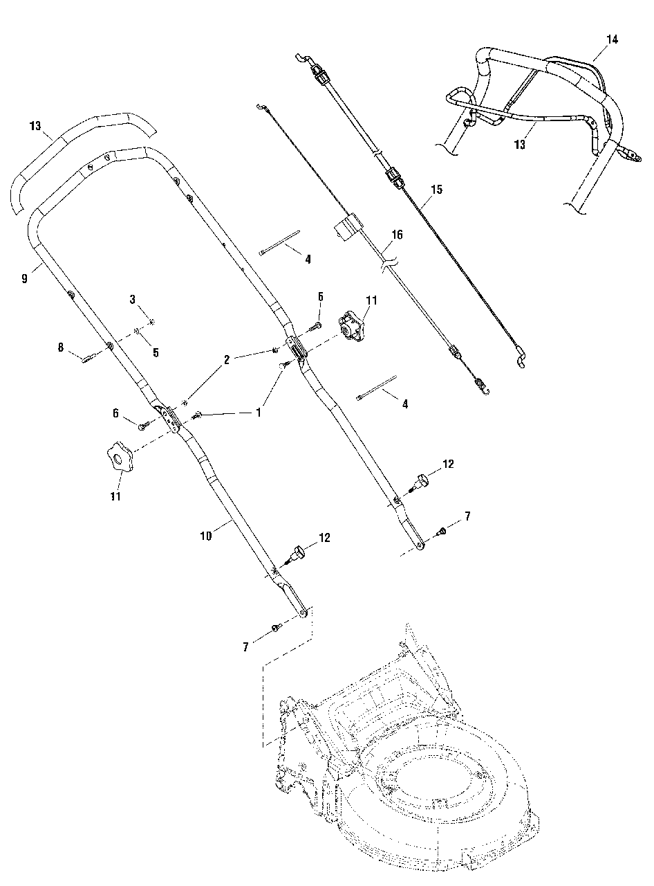 Handles Group Diagram and Parts List for EQ500 (2691473-00)(2018) Murray Lawn Mower