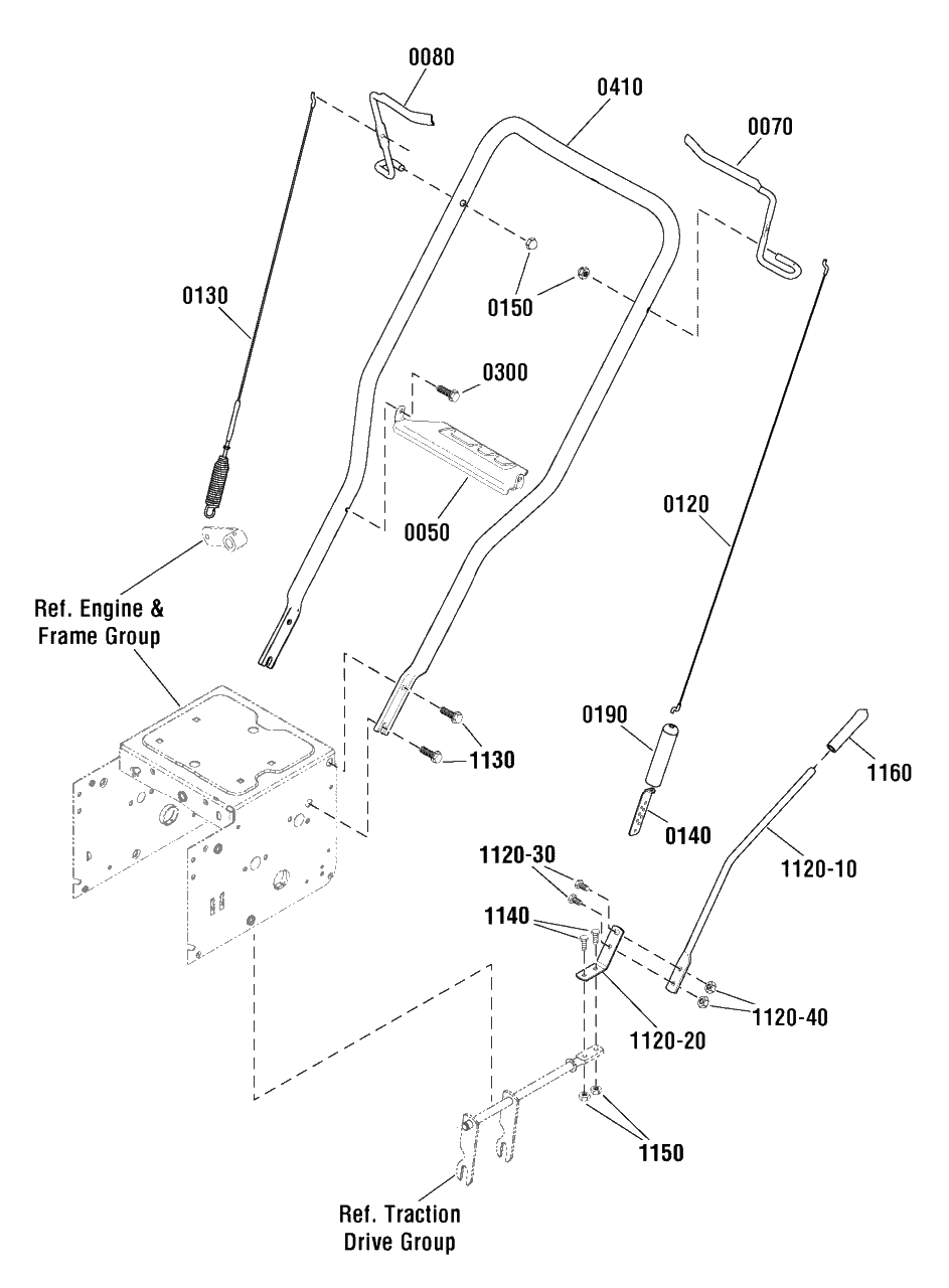 Handles And Controls Group Diagram and Parts List for 824ES (1696267-00)(2012) Murray Snow Blower