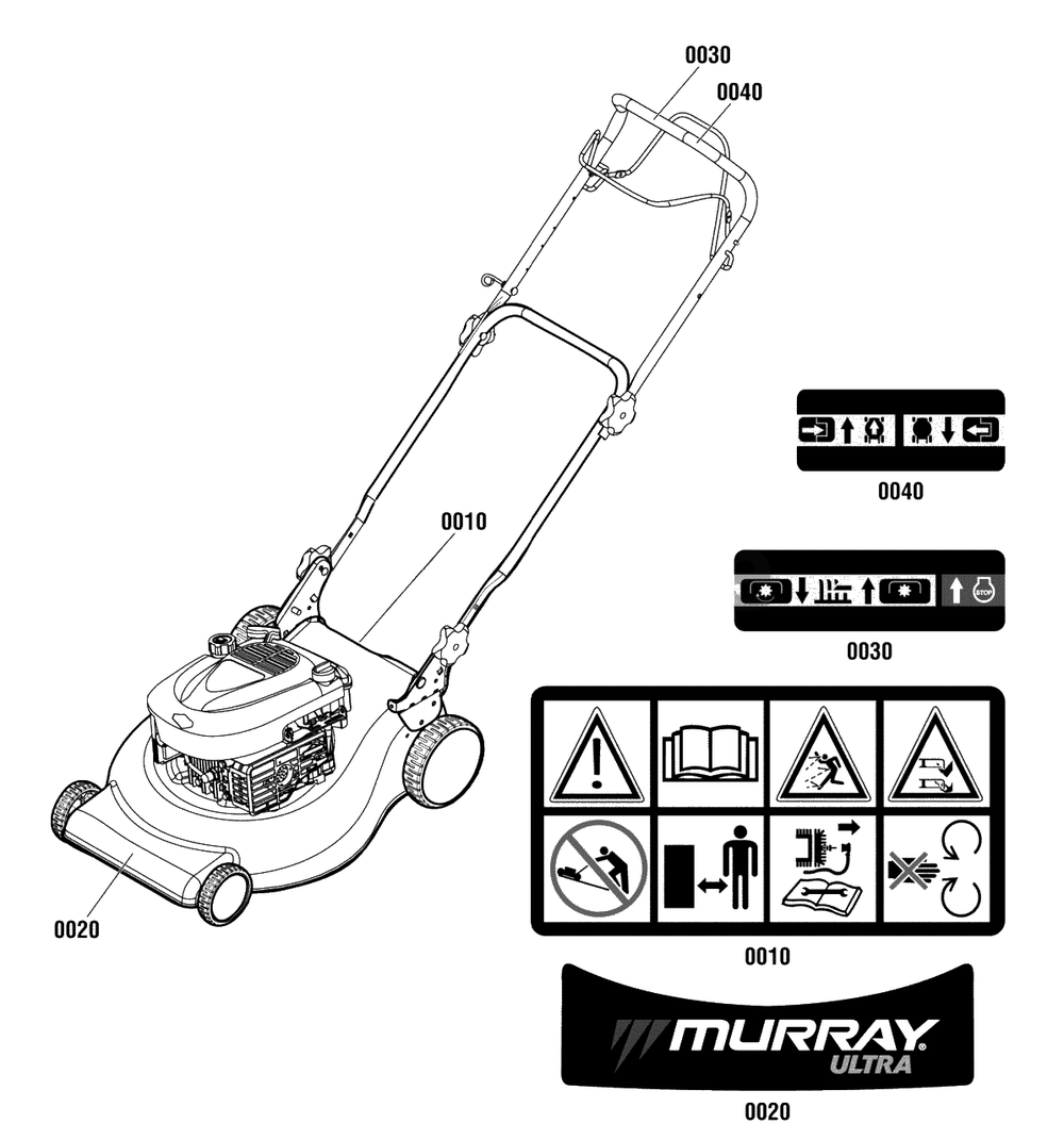 Decals Group (881653) Diagram and Parts List for MXMU19675E (881560)(2012) Murray Lawn Mower