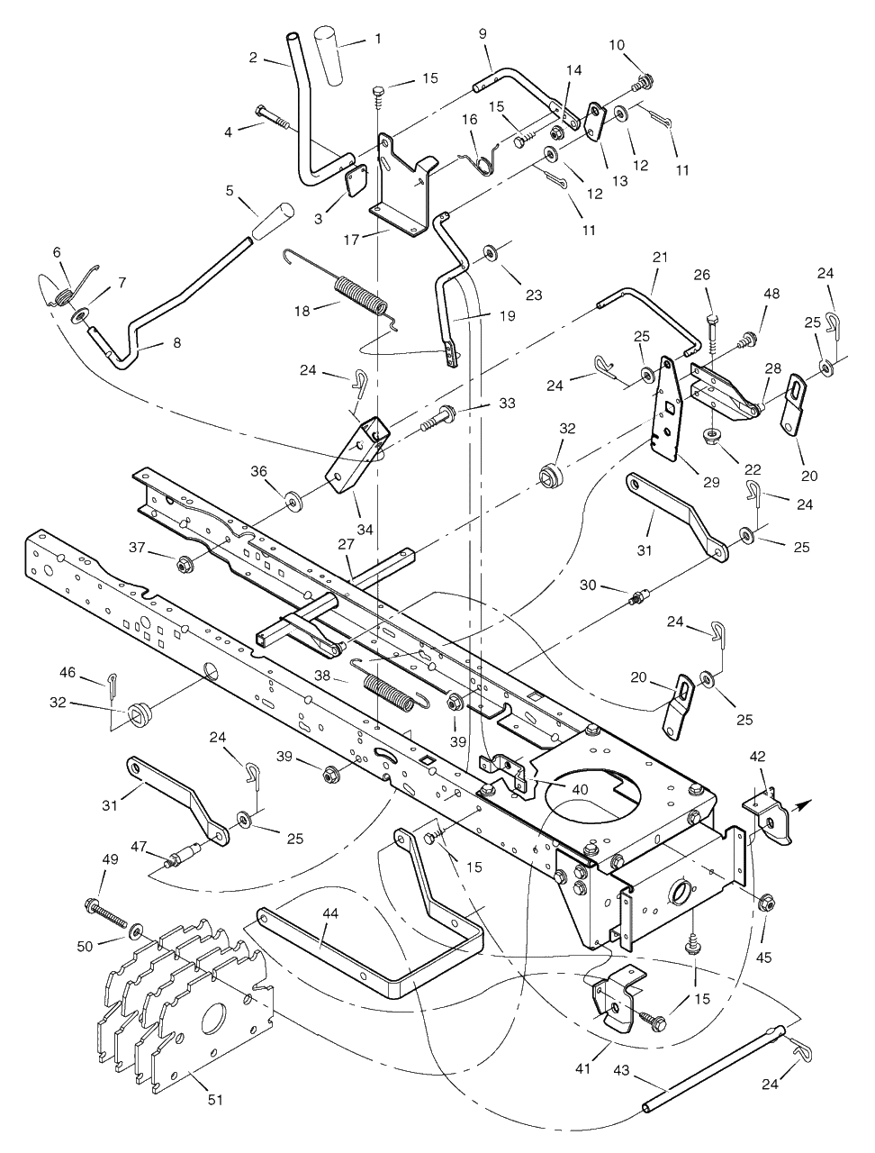 Mower Housing Suspension Diagram and Parts List for 312006X51A (7800523)(2009) Murray Lawn Tractor