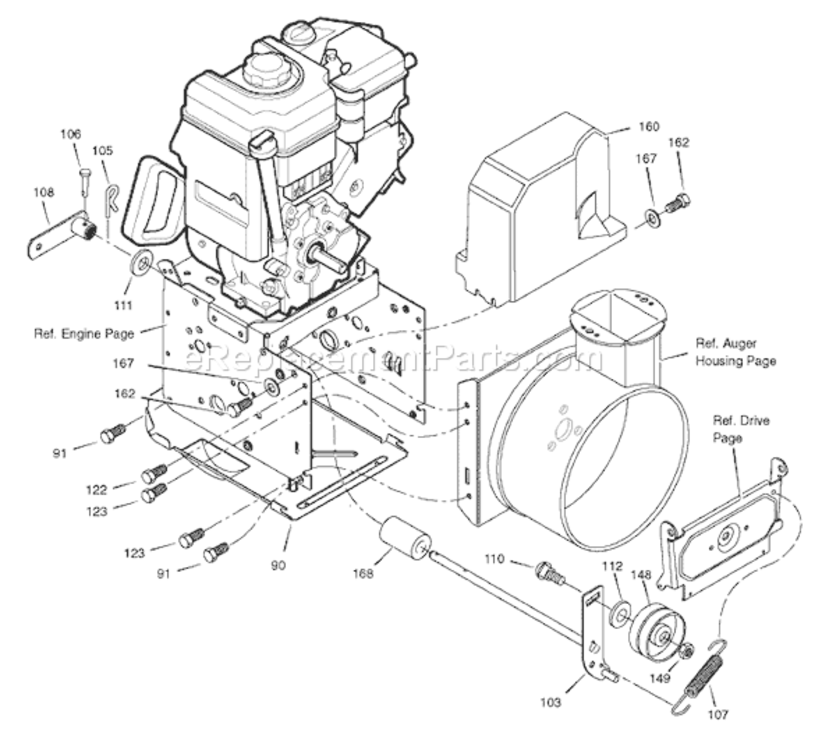 Page B Diagram and Parts List for 1695364 6271201x612007 Murray Snow Blower