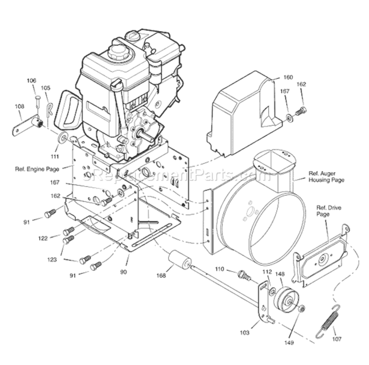 Page B Diagram and Parts List for 1695365 6271200x612007 Murray Snow Blower