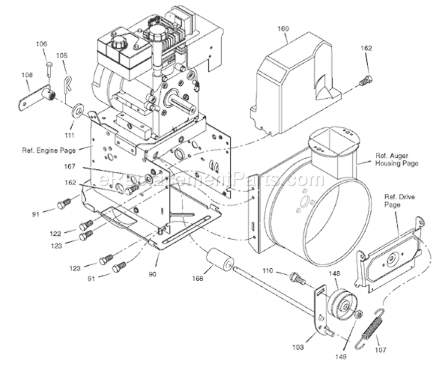 Page B Diagram and Parts List for 1695372 6240900x432007 Murray Snow Blower