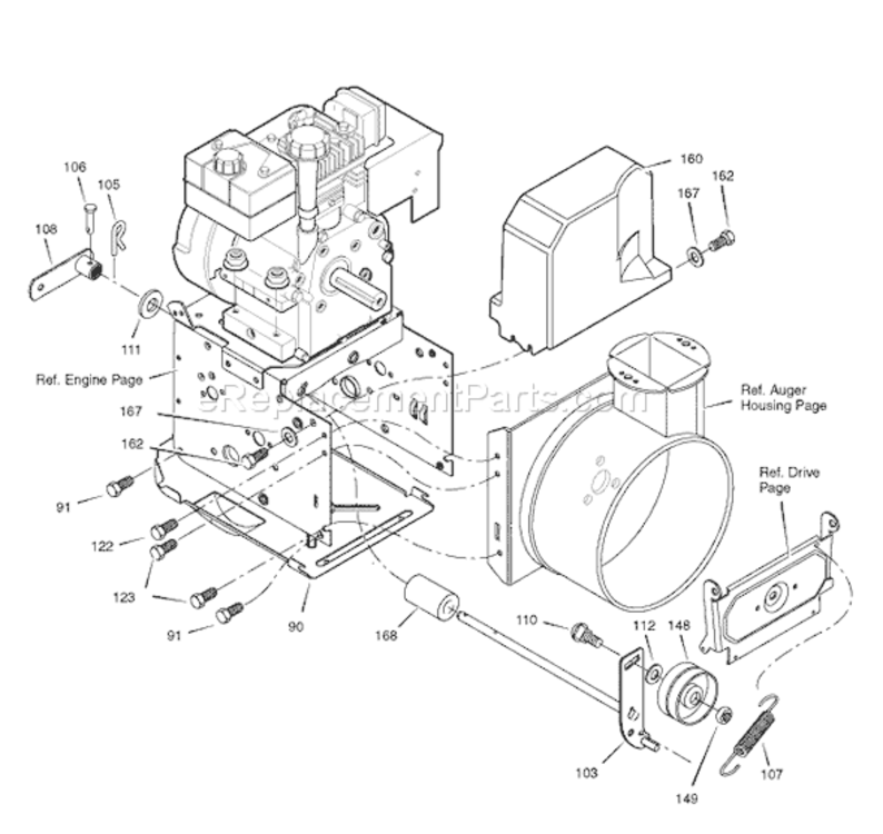 Page B Diagram and Parts List for 1695374 6271100x832007 Murray Snow Blower