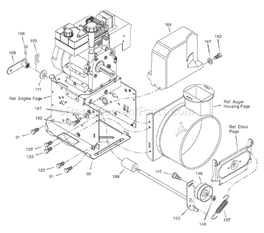 Page B Diagram and Parts List for 1695375 6271500x432007 Murray Snow Blower