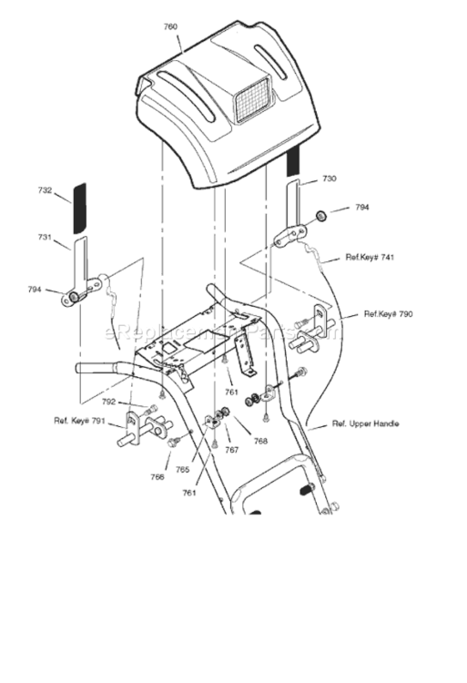Page J Diagram and Parts List for 1695385 C950-52751-02007 Murray Snow Blower