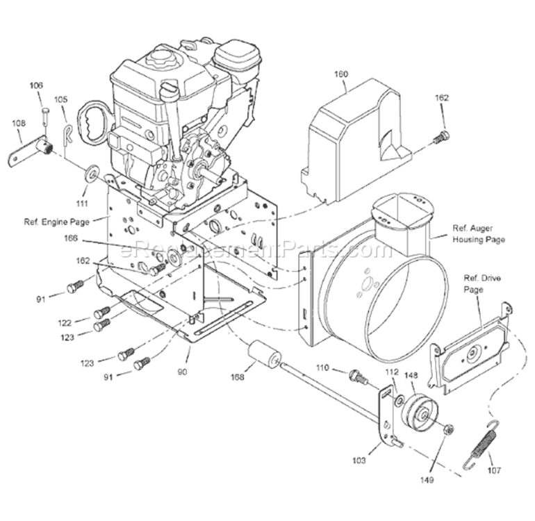 Page B Diagram and Parts List for 1695425 6240900x196A2007 Murray Snow Blower