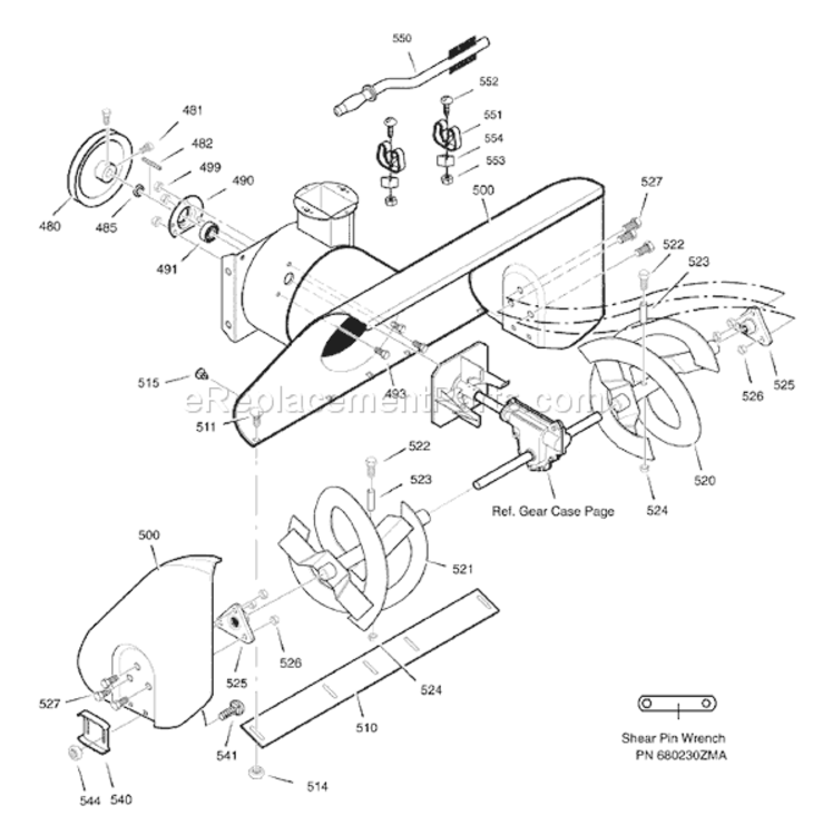 Page E Diagram and Parts List for 1695427 C950-52721-02007 Murray Snow Blower
