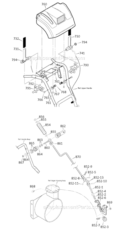 Page G Diagram and Parts List for 1695489 18-2829-292008 Murray Snow Blower