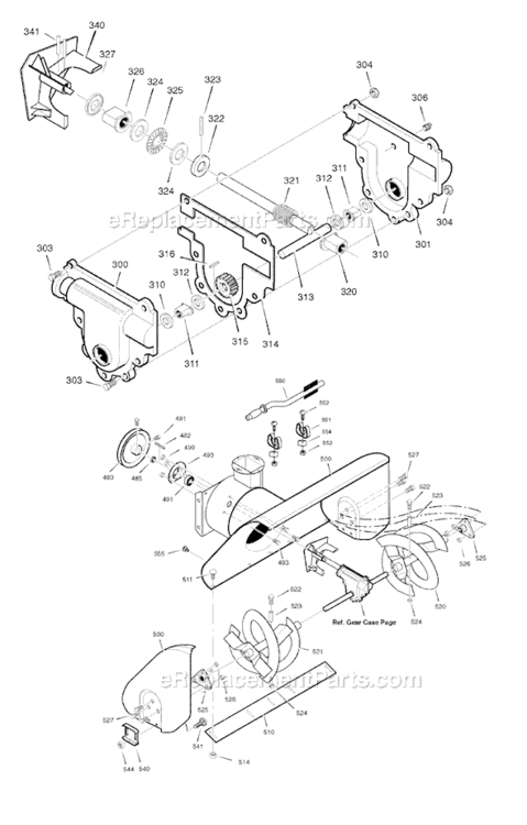 Page E Diagram and Parts List for 1695507 18-2856-292008 Murray Snow Blower