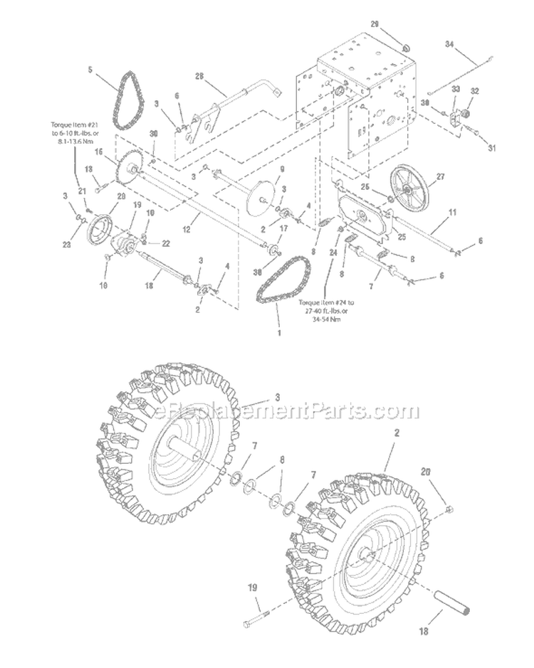 Page E Diagram and Parts List for 1695541 2008 Murray Snow Blower