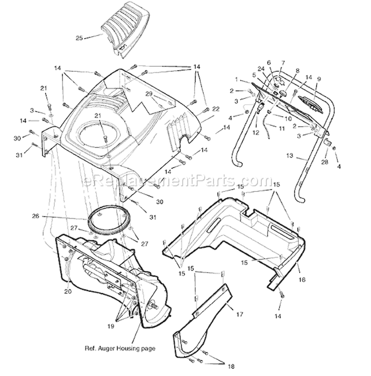 Page H Diagram and Parts List for 1695556 C950-52844-0 - 2008 Murray Snow Blower