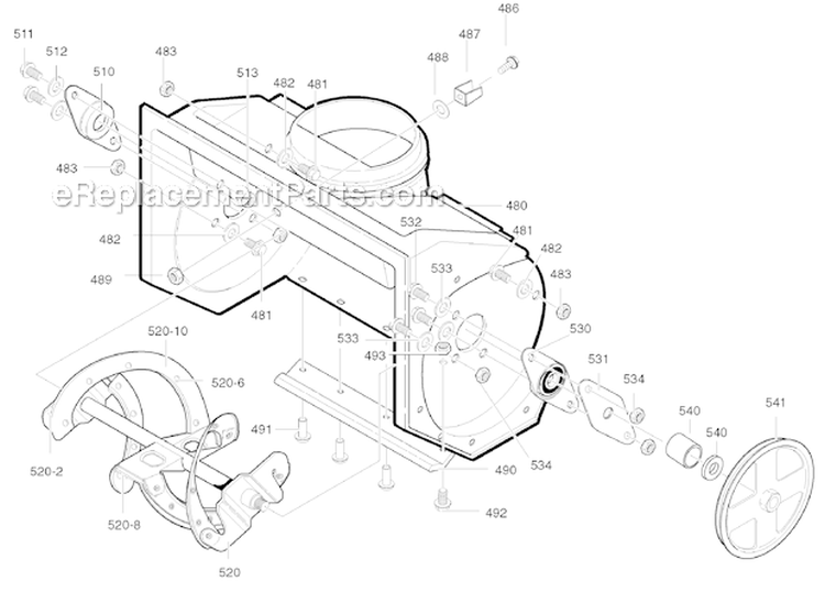 Auger_Housing_Assembly Diagram and Parts List for 1695717  Murray Snow Blower