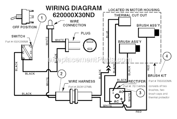 Wiring_Assembly Diagram and Parts List for 1695717  Murray Snow Blower