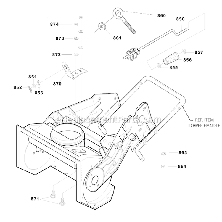 Chute_Control_Rod_Assembly Diagram and Parts List for 1695717  Murray Snow Blower