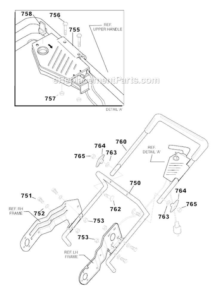 Handle_Assembly Diagram and Parts List for 1695717  Murray Snow Blower