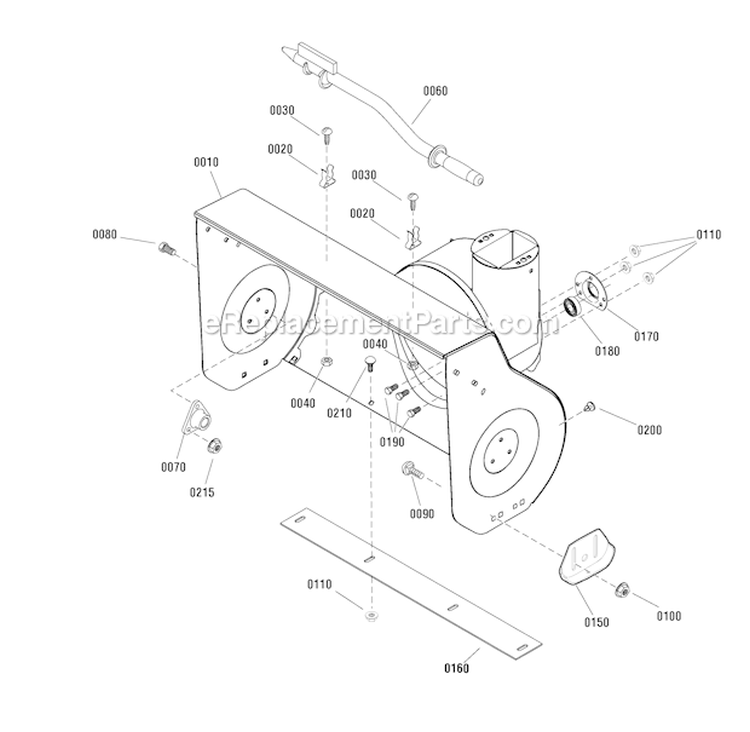 Auger_Housing_Assembly Diagram and Parts List for 1695835  Murray Snow Blower