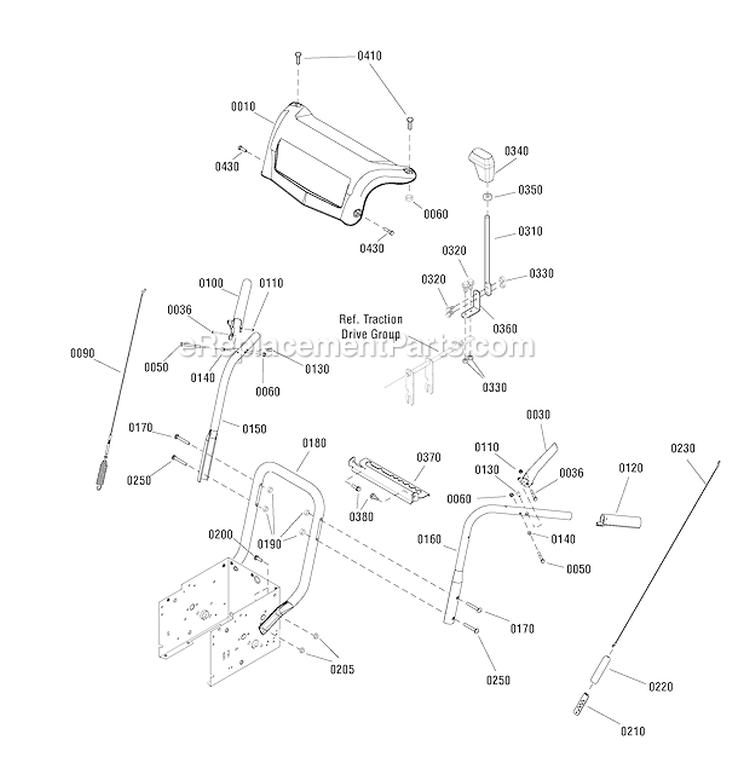 Handles_And_Controls_Group Diagram and Parts List for 1695835  Murray Snow Blower