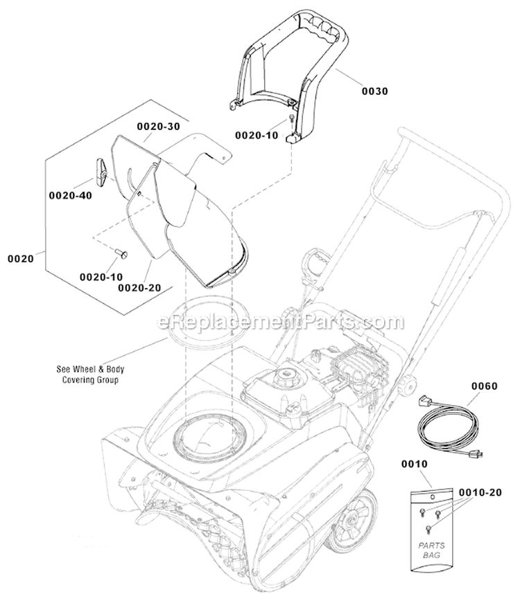 Chute_Group_-_Manual Diagram and Parts List for 1695885  Murray Snow Blower