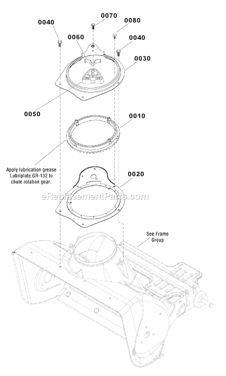 Chute_Rotation_Group Diagram and Parts List for 1695885  Murray Snow Blower