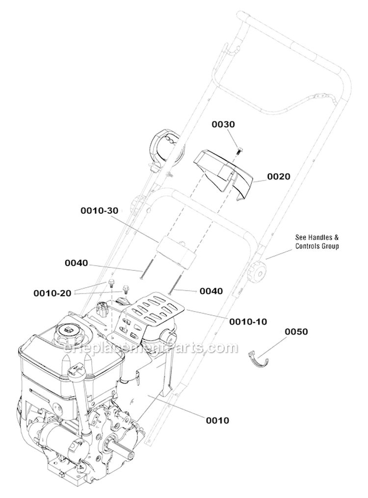 Engine_Group Diagram and Parts List for 1695885  Murray Snow Blower