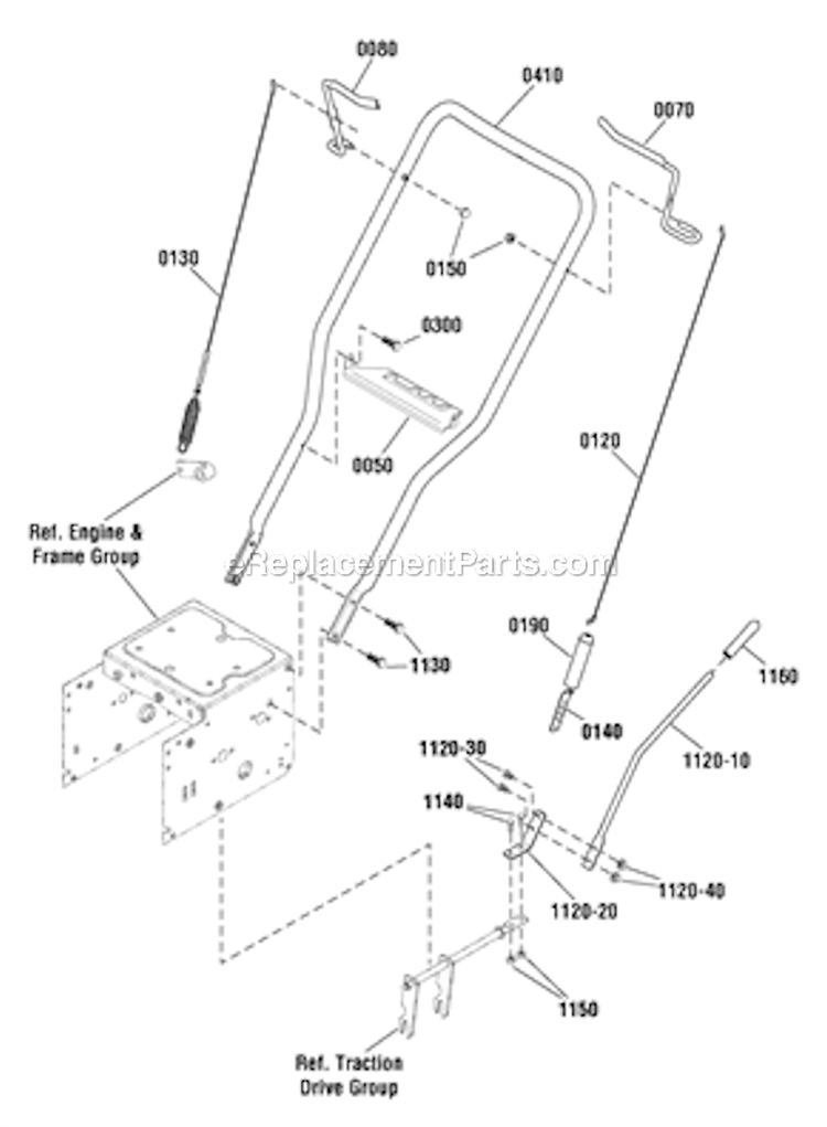 Handles_And_Controls Diagram and Parts List for 1695978  Murray Snow Blower