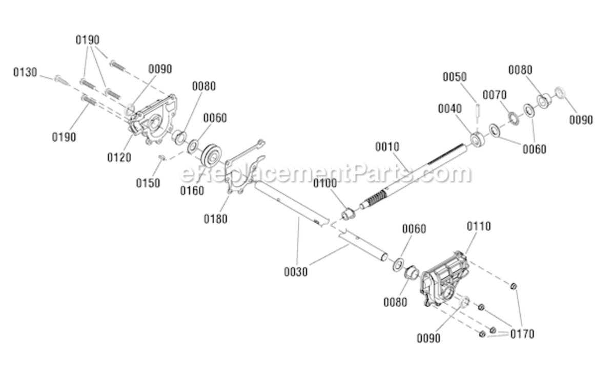 Gear_Case_Assembly Diagram and Parts List for 1696047 2011 Murray Snow Blower