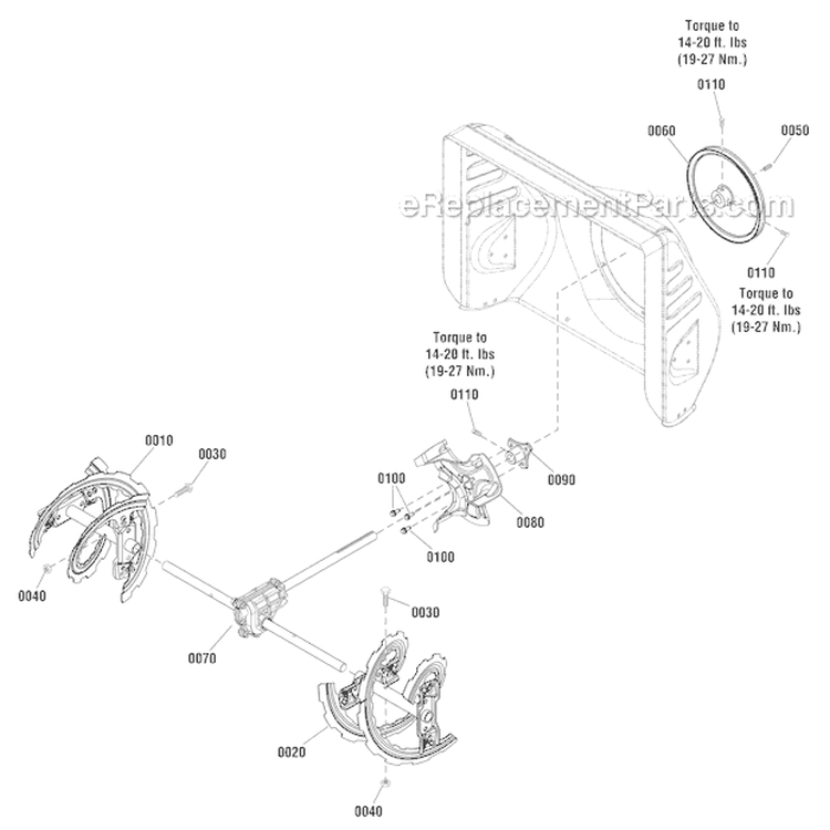 Auger Drive Diagram and Parts List for 1696154-00 824LD - 2012 Murray Snow Blower