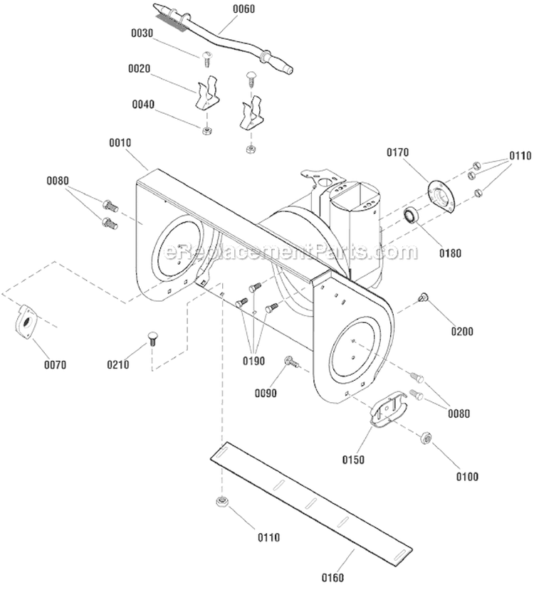 Auger Housing Diagram and Parts List for 1696155-00 924MD - 2012 Murray Snow Blower