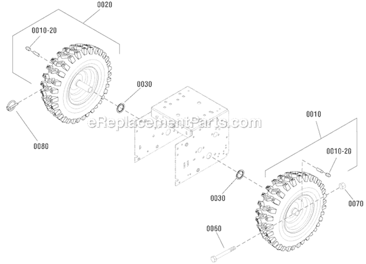 Wheels Tires Diagram and Parts List for 1696155-00 924MD - 2012 Murray Snow Blower