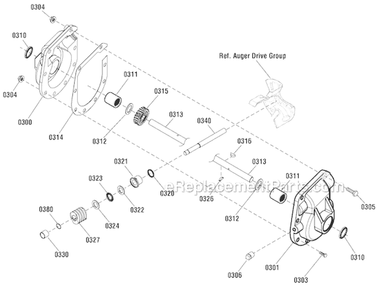 Gear Case Assembly Diagram and Parts List for 1696157-00 1528HD - 2012 Murray Snow Blower