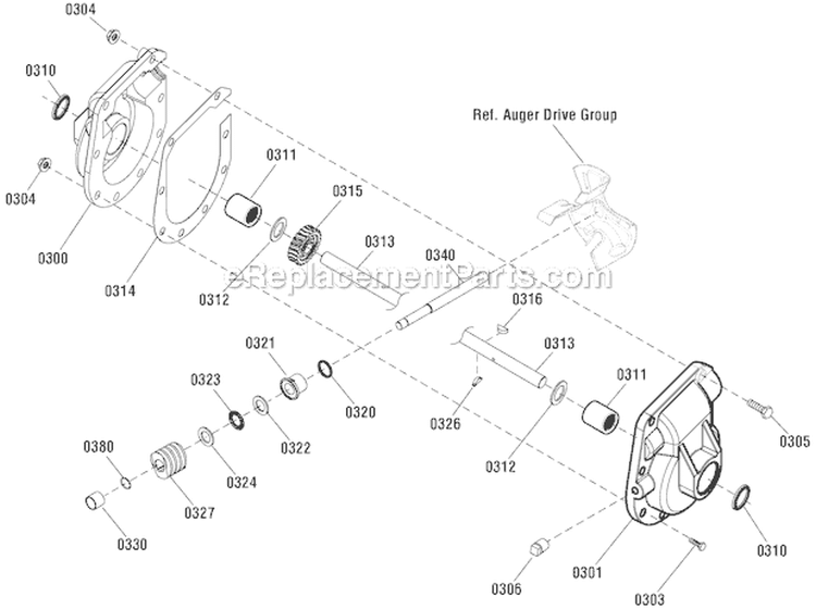 Gear Case Assembly Diagram and Parts List for 1696158-00 1730HD - 2012 Murray Snow Blower