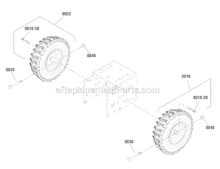 Wheels Tires Diagram and Parts List for 1696158-00 1730HD - 2012 Murray Snow Blower