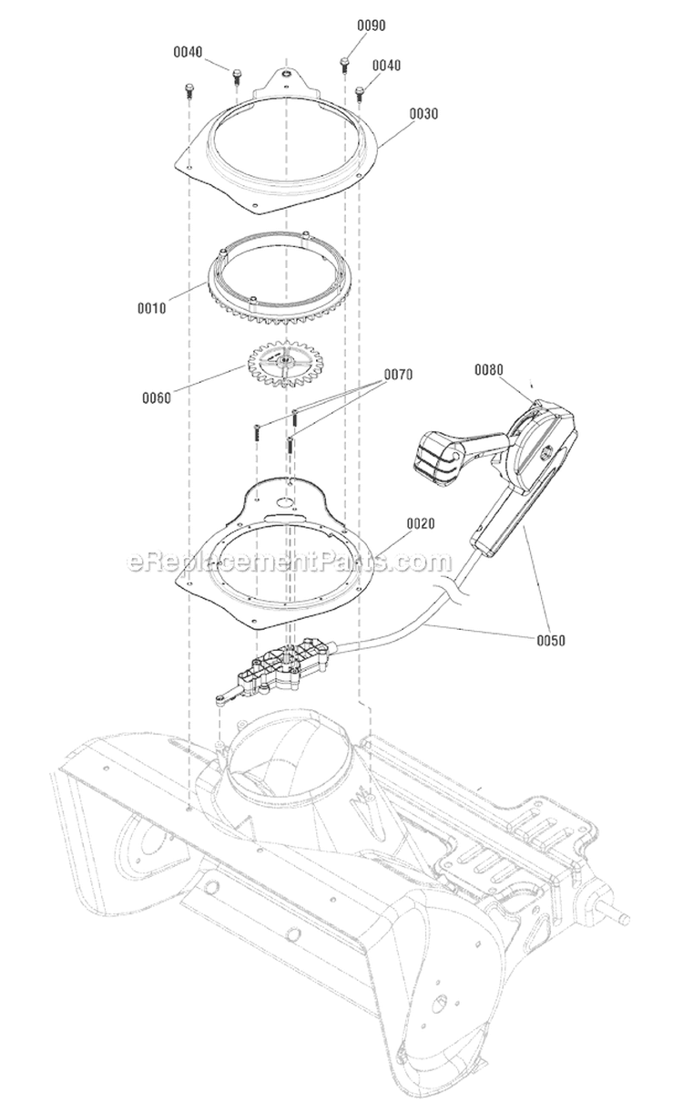 Chute Rotation - Remote Diagram and Parts List for 1696161-00 822S - 2012 Murray Snow Blower