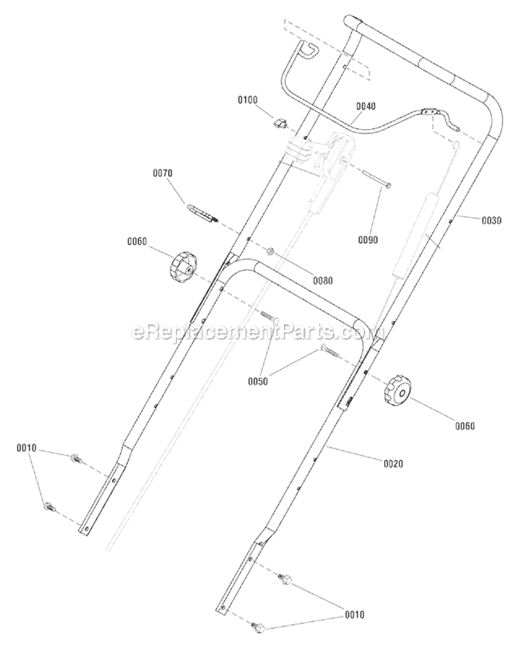 Handles Controls Diagram and Parts List for 1696161-00 822S - 2012 Murray Snow Blower