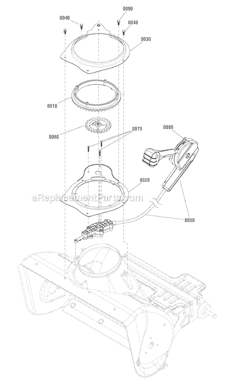 Chute Rotation - Remote Diagram and Parts List for 1696162-00 922S - 2012 Murray Snow Blower