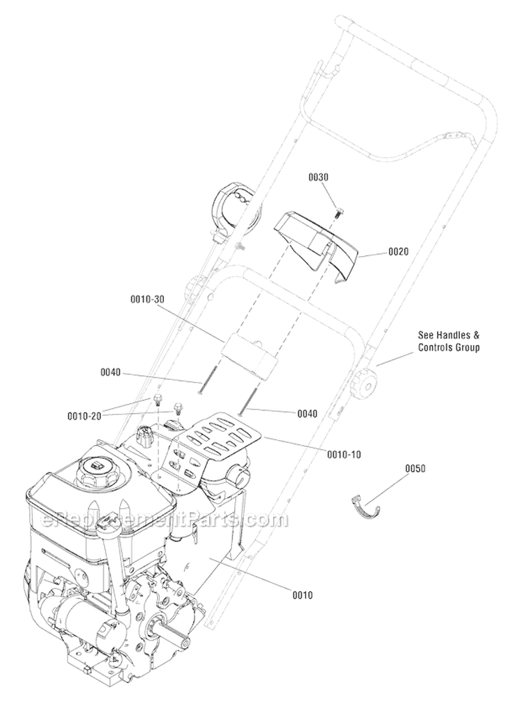 Engine Diagram and Parts List for 1696162-00 922S - 2012 Murray Snow Blower