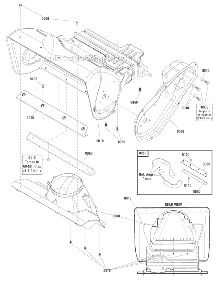 Frame Diagram and Parts List for 1696162-00 922S - 2012 Murray Snow Blower
