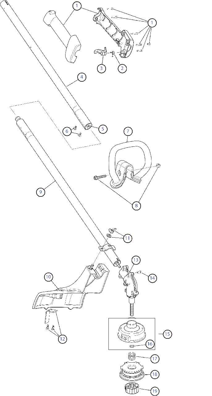 General Assembly Diagram and Parts List for M2510 41EDZ03C758 Murray Trimmer