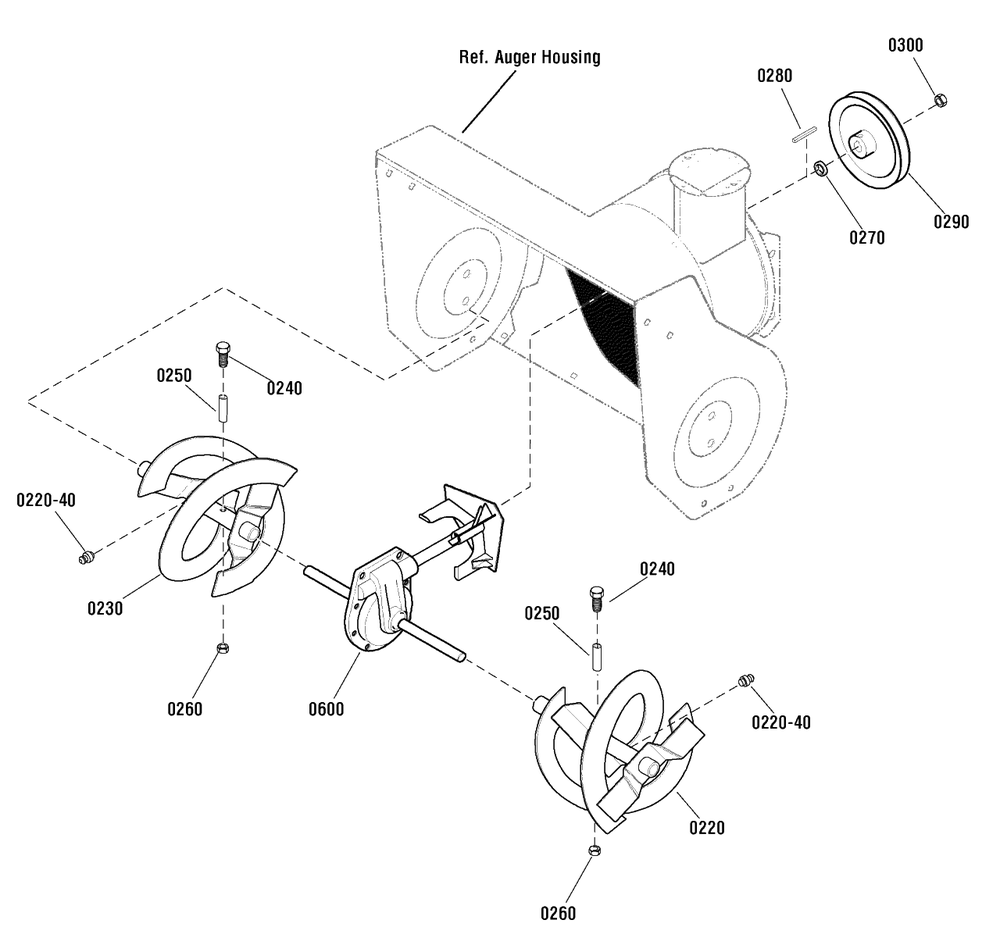 Auger Drive Group Diagram and Parts List for 1150-27 (1695722)(2009) Murray Snow Blower
